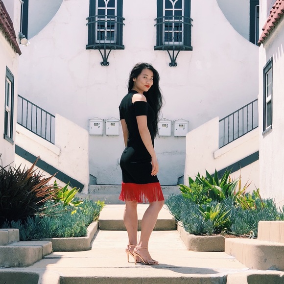 {vintage} salsa fringe dress with shoulder cutouts - Picture 11 of 11